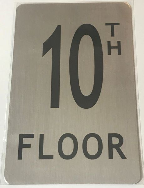 FLOOR NUMBER SIGN - 10TH FLOOR SIGN BRUSHED ALUMINUM (ALUMINUM SIGNS 8X5)- The Mont Argent Line