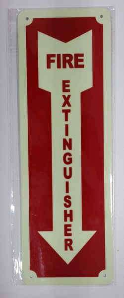 FIRE EXTINGUISHER SIGN - PHOTOLUMINESCENT GLOW IN THE DARK SIGN (PHOTOLUMINESCENT ALUMINUM SIGNS 12X4)