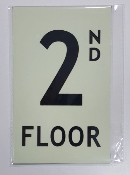 FLOOR NUMBER SIGN - 2ND FLOOR SIGN- PHOTOLUMINESCENT GLOW IN THE DARK SIGN (PHOTOLUMINESCENT ALUMINUM SIGNS 4X8)