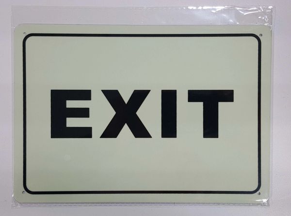 EXIT SIGN - PHOTOLUMINESCENT GLOW IN THE DARK SIGN (PHOTOLUMINESCENT ALUMINUM SIGNS 7X10)