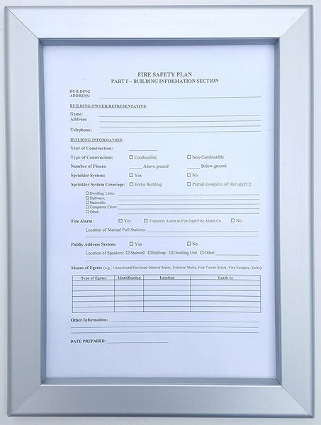 FIRE SAFETY PLAN FRAME - (HEAVY DUTY - ALUMINUM) 8.5x11