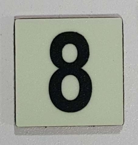 Glow in dark Number 8 sign The Liberty Line (Aluminum SIGNS 1x1, 3 RCNY §505-01)