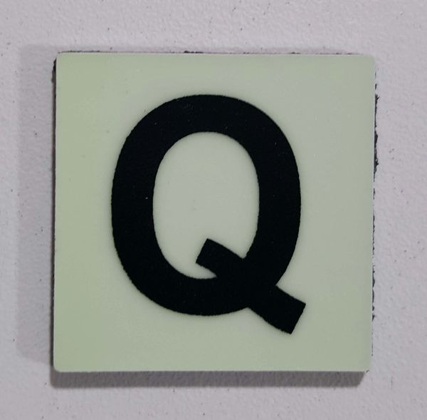 Glow in dark Number Q sign The Liberty Line (Aluminum SIGNS 1x1, 3 RCNY §505-01)