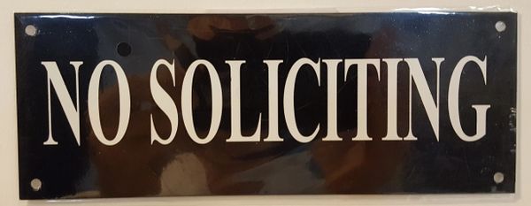 NO SOLICITING SIGN - BLACK BACKGROUND (ALUMINUM SIGNS 3X8)