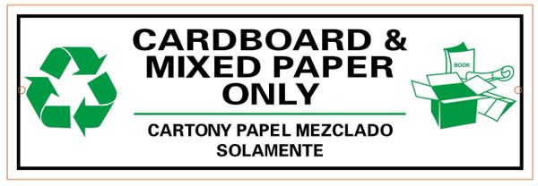 CARDBOARD AND MIXED PAPER ONLY SIGN- WHITE BACKGROUND (ALUMINUM SIGNS 4X12)