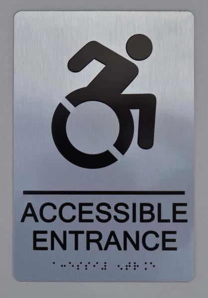 Accessible Entrance Directional Sign - The sensation line- Tactile Touch Braille Sign