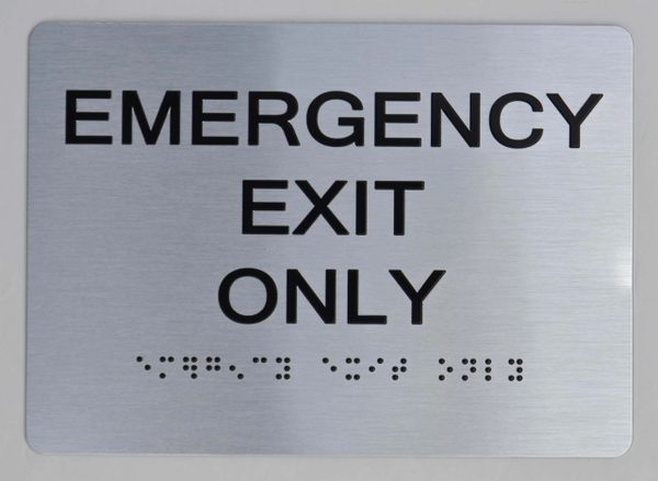 Emergency EXIT ONLY SIGN The sensation line- Tactile Touch Braille Sign