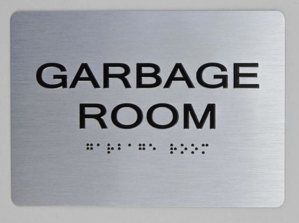 GARBAGE ROOM SIGN- The sensation line- Tactile Touch Braille Sign