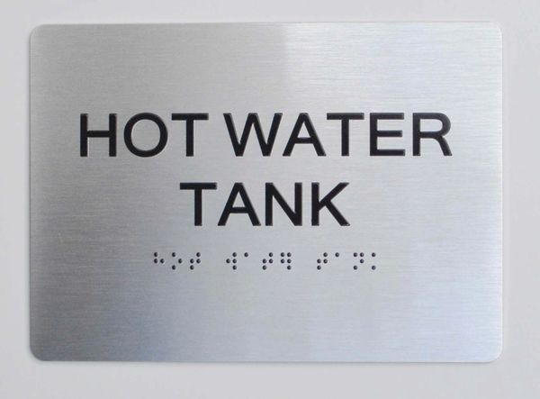 HOT WATER TANK Sign - The sensation line- Tactile Touch Braille Sign