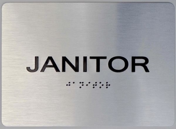 JANITOR Sign- The sensation line- Tactile Touch Braille Sign