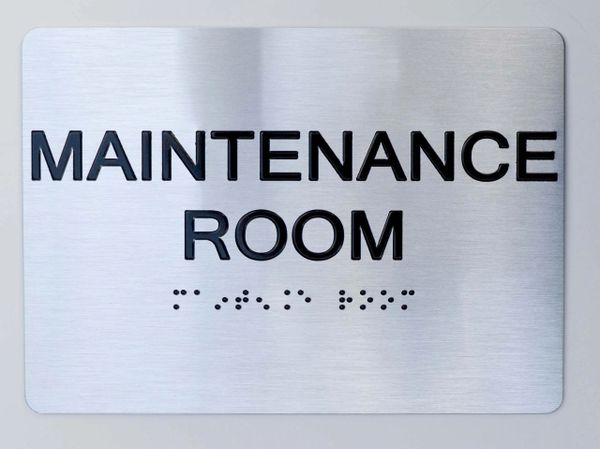 MAINTENANCE ROOM Sign- The sensation line- Tactile Touch Braille Sign