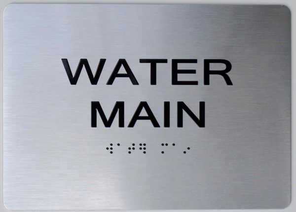 WATER MAIN Sign - The sensation line- Tactile Touch Braille Sign