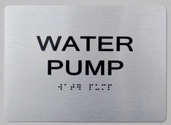 WATER PUMP Sign - The sensation line- Tactile Touch Braille Sign