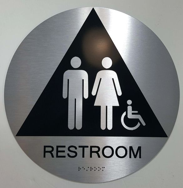 UNISEX ACCESSIBLE RESTROOM CA 128 SIGNS -The sensation line- Tactile Touch Braille Sign