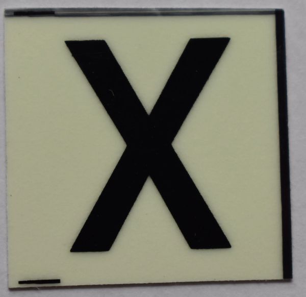 PHOTOLUMINESCENT DOOR NUMBER X SIGN (GLOW IN THE DARK HIGH INTENSITY SELF STICKING PVC HEAVY DUTY STICKER SIGN AND APT # MARKING 1X1)