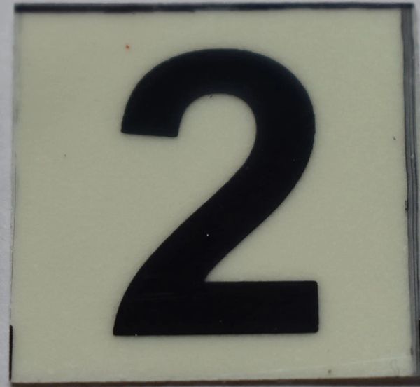 PHOTOLUMINESCENT DOOR NUMBER 2 SIGN HEAVY DUTY / GLOW IN THE DARK "DOOR NUMBER ONE" SIGN HEAVY DUTY (ALUMINUM SIGN/ APARTMENT EMERGENCY MARKINGS 1 X 1)