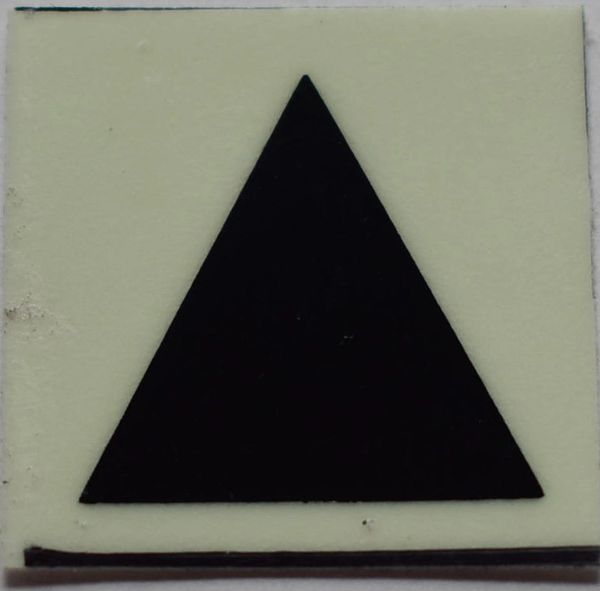 GLOW IN DARK TRIANGLE EMERGENCY MARKING SIGN (GLOW IN THE DARK HIGH INTENSITY SELF STICKING PVC HEAVY DUTY STICKER SIGN AND APT # MARKING 1X1)