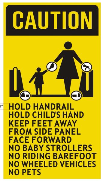 ESCALATOR RULES SIGN (ALUMINUM SIGNS 9X5)