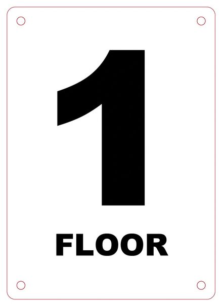 FLOOR NUMBER ONE (1) SIGN - ALUMINIUM