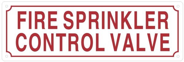 FIRE SPRINKLER CONTROL VALVE SIGN (ALUMINUM SIGNS 4X12)