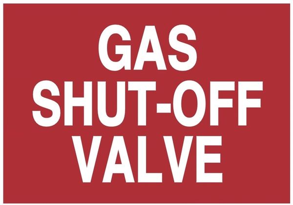 GAS SHUT-OFF VALVE SIGN (ALUMINUM SIGNS 3.5X5)