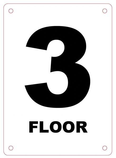 FLOOR NUMBER THREE (3) SIGN - ALUMINIUM