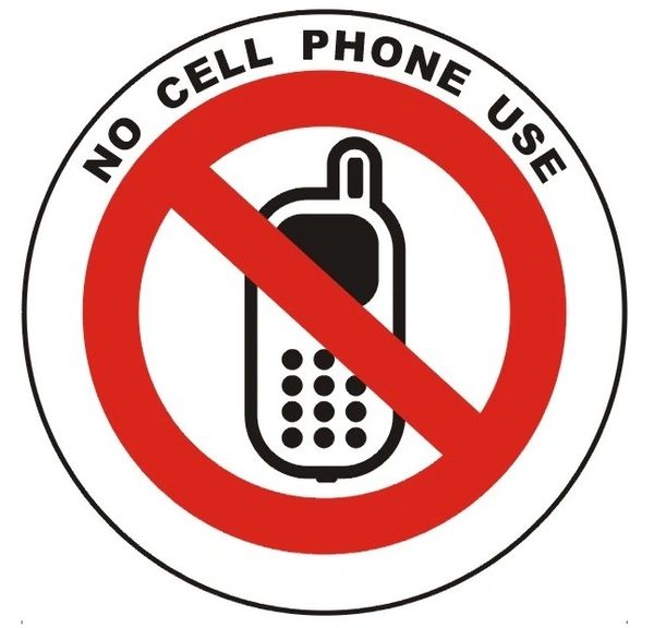 NO CELL PHONE USE SIGN (ROUND CIRCLE ALUMINUM SIGNS, 3'' DIAMETER)