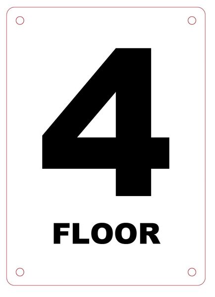 FLOOR NUMBER FOUR (4) SIGN - ALUMINIUM