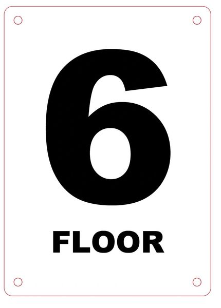 FLOOR NUMBER SIX (6) SIGN - ALUMINIUM