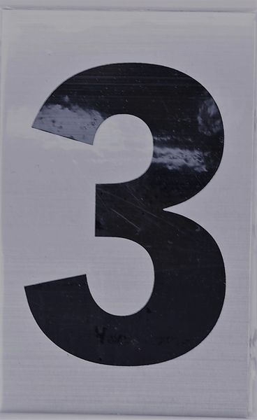 Apartment number sign 3 – (SILVER, ALUMINUM SIGNS 4X2.5)