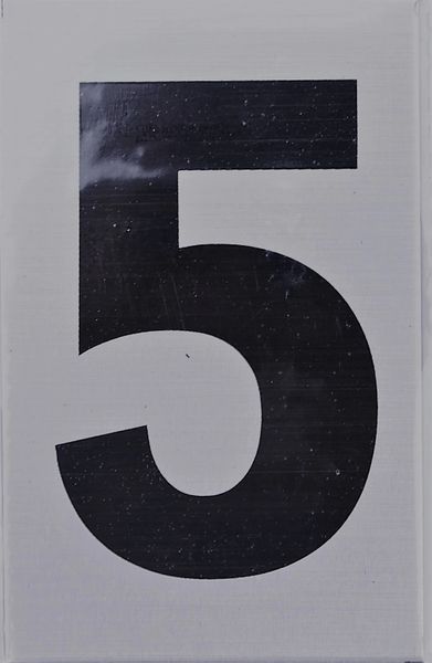 Apartment number sign 5 – (SILVER, ALUMINUM SIGNS 4X2.5)
