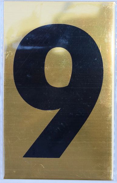 Apartment number sign 9 – (GOLD, ALUMINUM SIGNS 4X2.5)