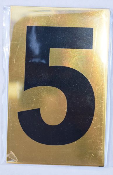 Apartment number sign 5 – (GOLD, ALUMINUM SIGNS 4X2.5)