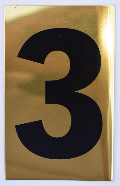 Apartment number sign 3 – (GOLD, ALUMINUM SIGNS 4X2.5)