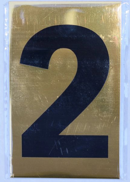 Apartment number sign 2 – (GOLD, ALUMINUM SIGNS 4X2.5)