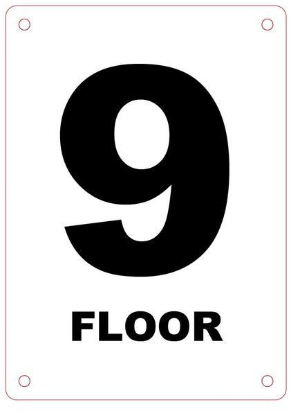 FLOOR NUMBER NINE (9) SIGN