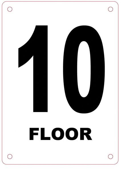 FLOOR NUMBER TEN (10) SIGN - ALUMINIUM