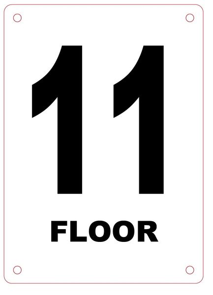 FLOOR NUMBER ELEVEN (11) SIGN - ALUMINIUM