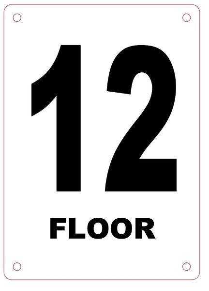 FLOOR NUMBER TWELVE (12) SIGN - ALUMINIUM