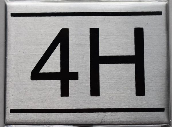 z- APARTMENT NUMBER SIGN - 4H -BRUSHED ALUMINUM (ALUMINUM SIGNS 2.25X3)