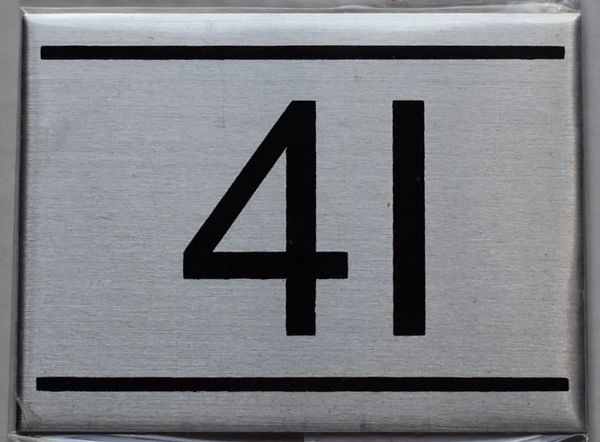 z- APARTMENT NUMBER SIGN - 4I -BRUSHED ALUMINUM (ALUMINUM SIGNS 2.25X3)