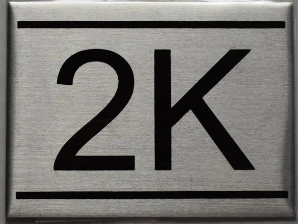 z- APARTMENT NUMBER SIGN - 2K -BRUSHED ALUMINUM (ALUMINUM SIGNS 2.25X3)