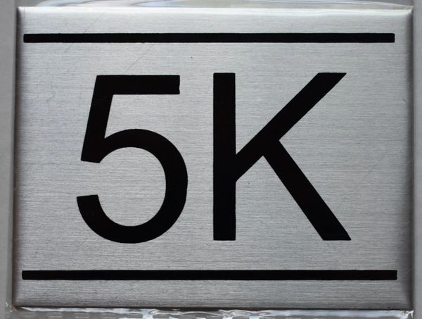 z- APARTMENT NUMBER SIGN - 5K -BRUSHED ALUMINUM (ALUMINUM SIGNS 2.25X3)