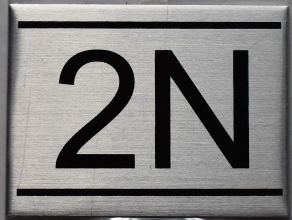 z- APARTMENT NUMBER SIGN - 2N -BRUSHED ALUMINUM (ALUMINUM SIGNS 2.25X3)