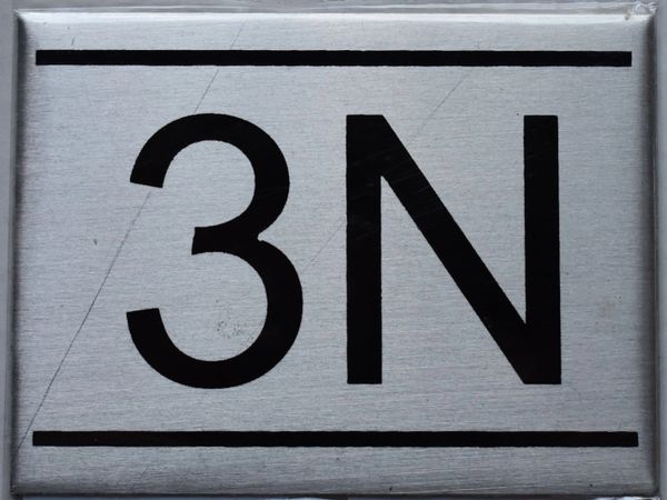 z- APARTMENT NUMBER SIGN - 3N -BRUSHED ALUMINUM (ALUMINUM SIGNS 2.25X3)