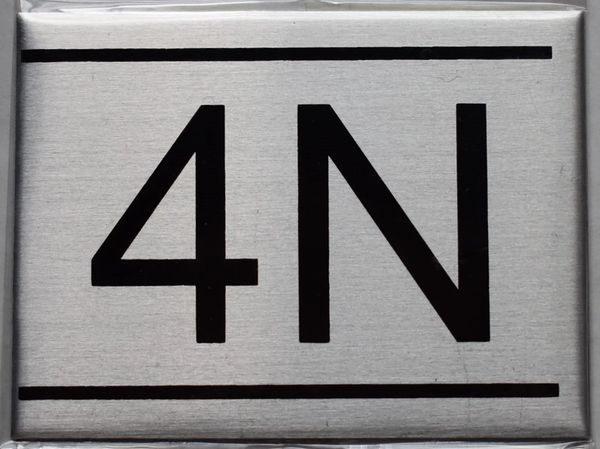 z- APARTMENT NUMBER SIGN - 4N -BRUSHED ALUMINUM (ALUMINUM SIGNS 2.25X3)