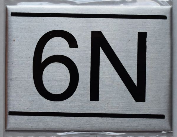 z- APARTMENT NUMBER SIGN - 6N -BRUSHED ALUMINUM (ALUMINUM SIGNS 2.25X3)