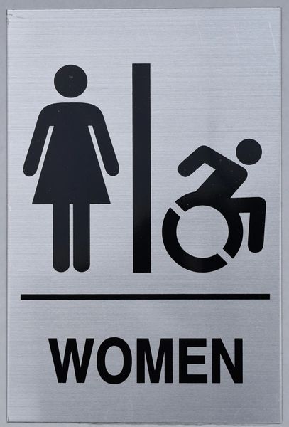 WOMEN ACCESSIBLE RESTROOM SIGN (ALUMINUM SIGNS 9X6)