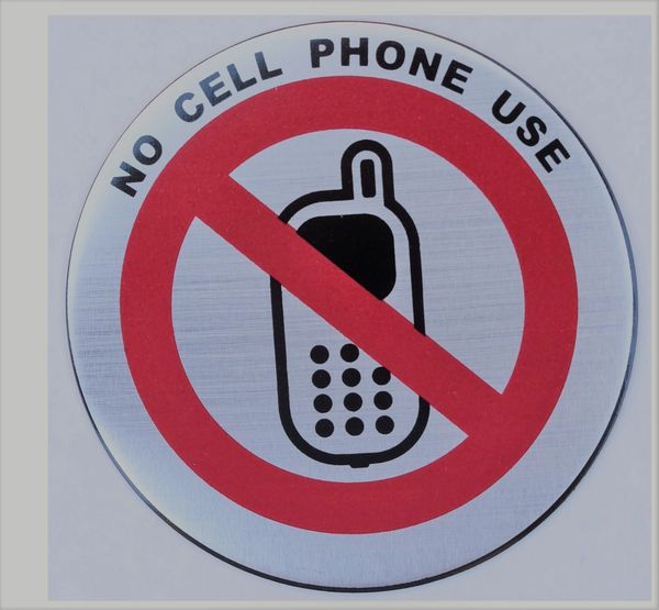 NO CELL PHONE USE SIGN (ROUND CIRCLE ALUMINUM SIGNS, DIAMETER 3'' )