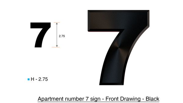 DOB SIGNS: 7 SIGN– BLACK (PLASTIC NUMBERS FOR MAIL BOXES IN NYC)